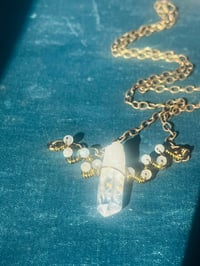 Image 3 of Wire wrapped quartz and labradorite copper necklace