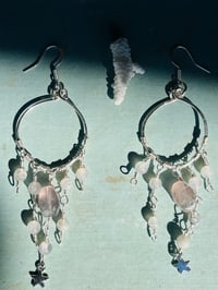 Image 1 of star dangle hoop earrings with fluorite and labradorite in silver