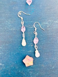 Image 4 of Amethyst and aquamarine silver dangle earrings