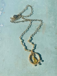 Image 3 of Green garnet and light green prehnite tiny circle necklace wire wrapped in gold