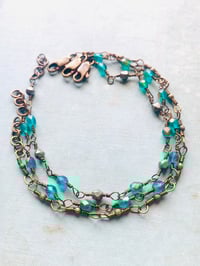 Image 1 of Wire Wrapped Beaded Bracelets with Pyrite and Glass Beads-set of 3