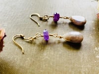 Image 4 of amethyst minimalist earrings in gold