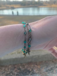 Image 3 of Wire Wrapped Beaded Bracelets with Pyrite and Glass Beads-set of 3