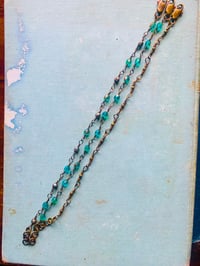 Image 4 of Wire Wrapped Beaded Bracelets with Pyrite and Glass Beads-set of 3