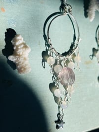 Image 5 of star dangle hoop earrings with fluorite and labradorite in silver