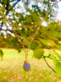 Image 4 of Gold wire wrapped labradorite necklace