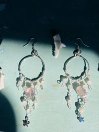 Image 6 of star dangle hoop earrings with fluorite and labradorite in silver