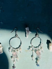 Image 7 of star dangle hoop earrings with fluorite and labradorite in silver