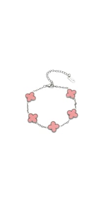 Image 2 of Pink&Silver Clover Bracelet 