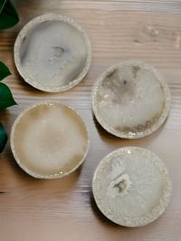 Image 2 of Set of 4 Agate & White Moonstone Crystal Resin Coasters With Holder 'The Abundance'
