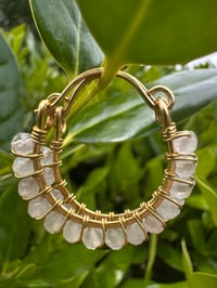 Image 2 of ADORIA - Rose Quartz Swing Hoop Earrings