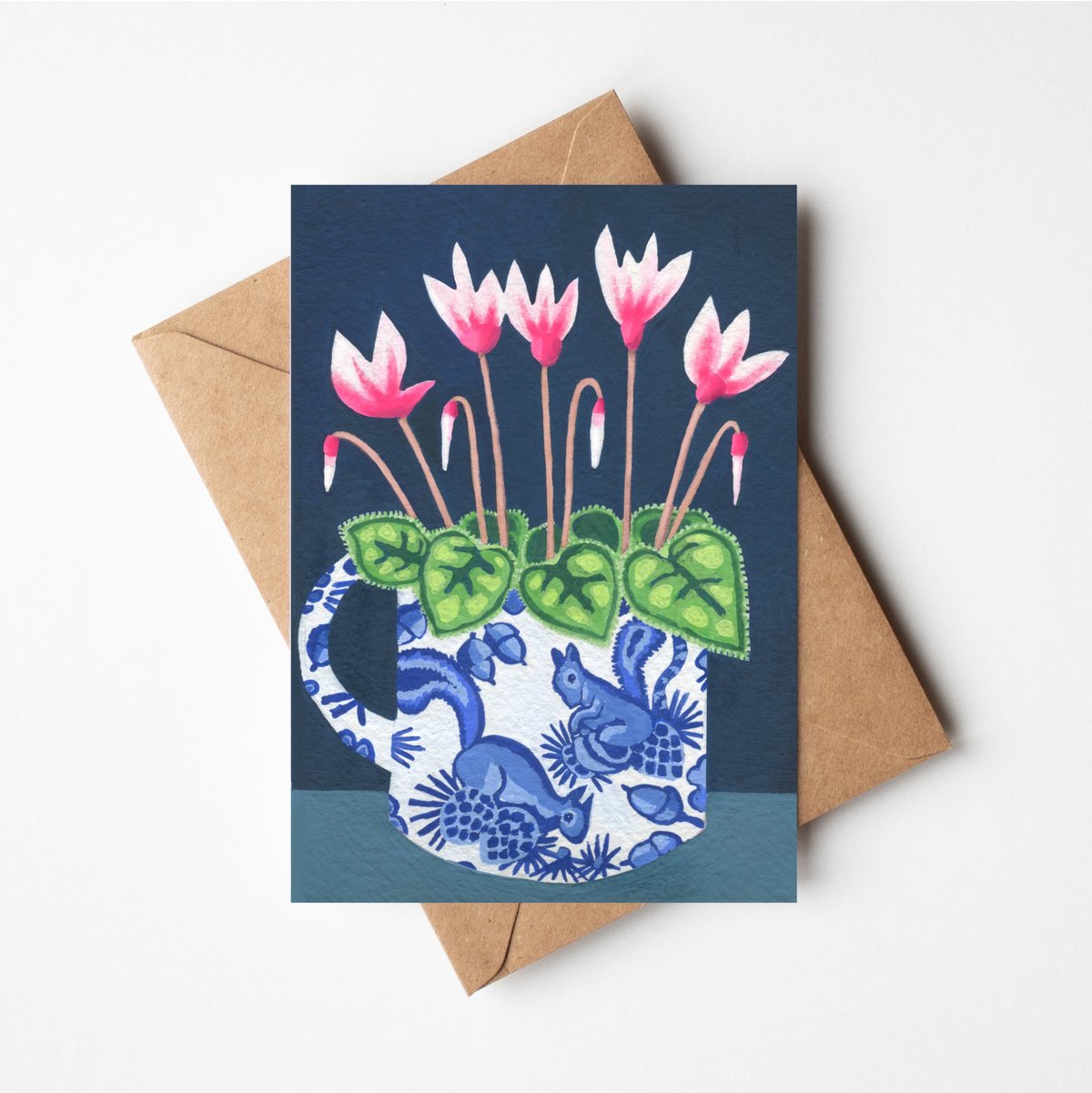 Cyclamen in Squirrel Cup Print & Card