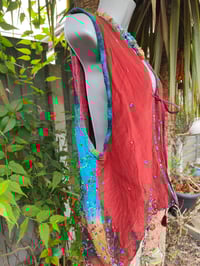 Image 5 of Mykonos sari jewel oversized waistcoat / top 10-18 red turquoise