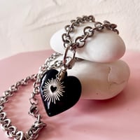 Image 3 of Chunky Heart and Heartburst Carabiner Chain Black