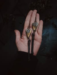 Image 1 of Labradorite and bone pentagram earrings 