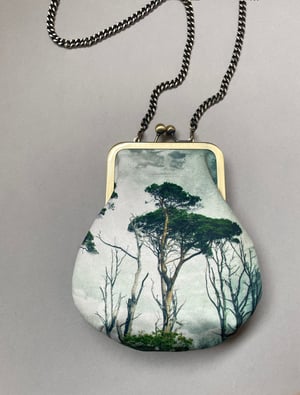 Image of Scots pines, crossbody velvet bag with chain handle