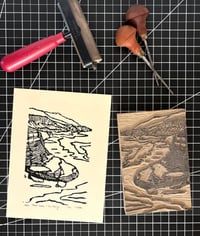 Image 1 of Point Loma (Sunset Cliffs), San Diego Limited Edition Linocut Block Print