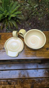 Tea bag caddy and small cappuccino cup set