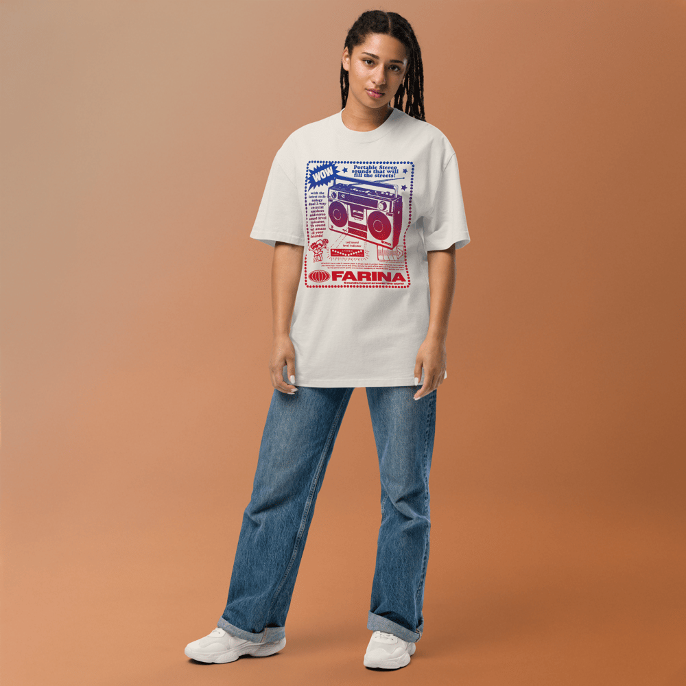 Mark Farina Oversized Mulit-colored Boombox Faded Unisex T-Shirt