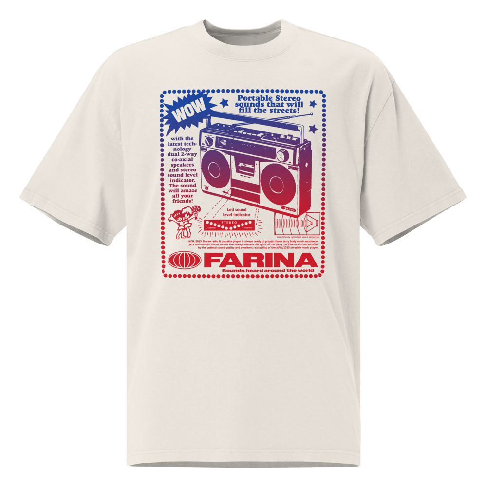 Mark Farina Oversized Mulit-colored Boombox Faded Unisex T-Shirt