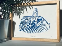 Image 1 of Lino print "Surfer Girl" - Signed Limited Edition.