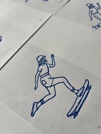 Image 2 of Lino print "Bucket Hat Skater Girl" - Signed Limited Edition.