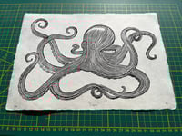 Image 2 of Lino print "Octopus" - Signed Limited Edition.