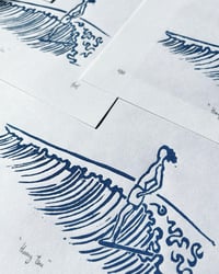 Image 2 of Lino print "Hang ten" - Signed Limited Edition.