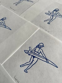 Image 3 of Lino print "Bucket Hat Surfer Girl" - Signed Limited Edition.