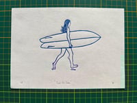 Image 3 of Lino print "Twin Fin Sister" - Signed Limited Edition.