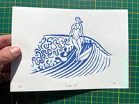 Image 4 of Lino print "Surfer Girl" - Signed Limited Edition.