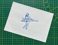Image 4 of Lino print "Bucket Hat Surfer Girl" - Signed Limited Edition.