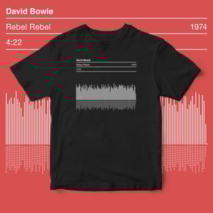 Image of David Bowie T Shirt, Rebel Rebel Song Sound Wave Graphic