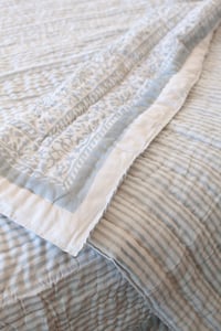 Image 1 of Light Blue Stripe Quilt