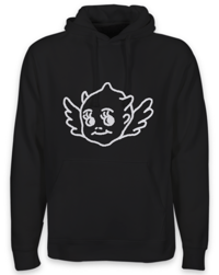 Black Printed Cherub Hoodie