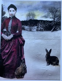 Image 1 of vintage woman and bunny  quality  art print 