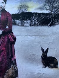 Image 2 of vintage woman and bunny  quality  art print 