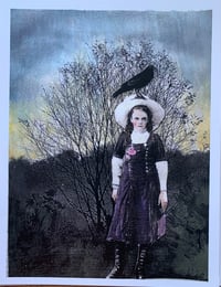 Image 2 of Crow girl quality art print from original mixed media painting 