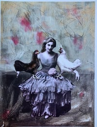 Image 2 of Chicken lady vintage fun quality art print