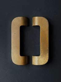 Image 1 of Pair of Art Deco Push Pull Door Handles in Bronze