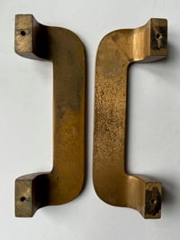 Image 9 of Pair of Art Deco Push Pull Door Handles in Bronze