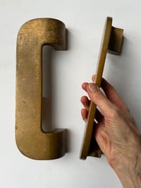 Image 4 of Pair of Art Deco Push Pull Door Handles in Bronze