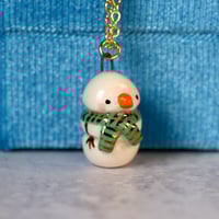Snowman with Green Scarf Necklace