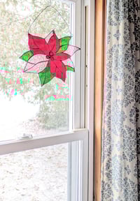 Image 2 of Stained Glass Cranberry Poinsettia 