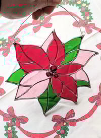 Image 3 of Stained Glass Cranberry Poinsettia 