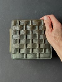 Image 2 of Bronze Push-Pull Door Handle with Basket-Work Relief Pattern