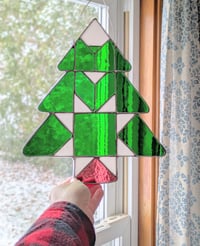 Image 1 of Stained Glass Evergreen Quilt Tree