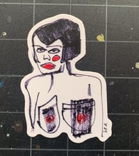 Image 1 of Free the Nipple: Betsy Vinyl Sticker • Original Art • 2.5" × 3.5"