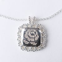 Image 1 of Doily Square Pendant Necklace