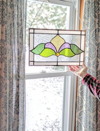 Image 1 of Victorian Floral Leaded Stained Glass Window